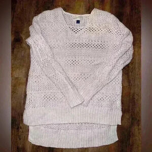 Universal thread white crocheted sweater